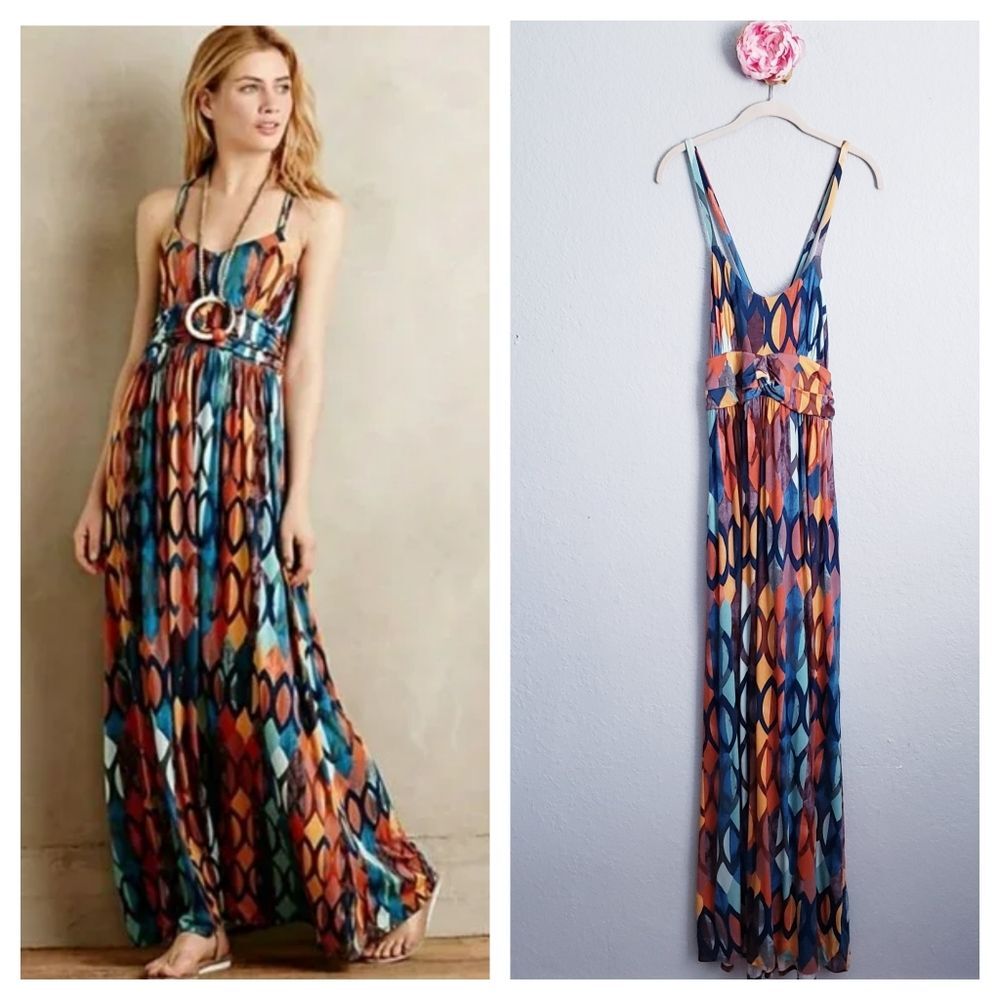 Anthropologie Maeve Noetzie Bohemian Geometric Maxi Dress